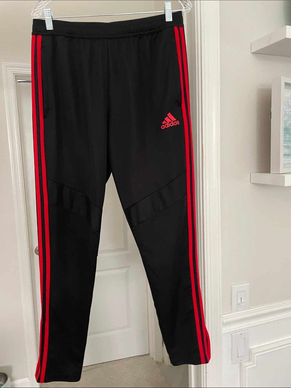 adidas Black Sweatpants with Red Side Stripes - men’s
